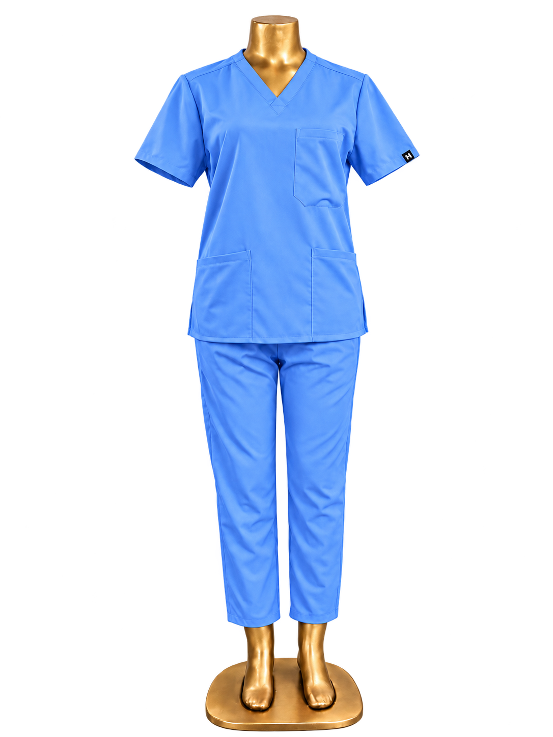 HomeLand 2-Piece Scrubs Set in sky blue, V-neck top and matching trousers
