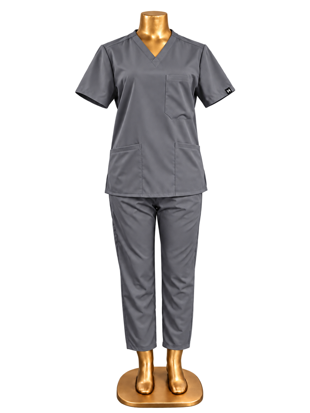 HomeLand 2-Piece Scrubs Set in grey, V-neck top and matching trousers