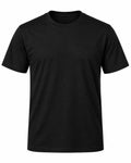 200GSM cotton crew-neck T-shirt in black, front view