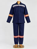 HomeLand Blue Conti Suit, D59 Treated, in navy with reflective tape, front view
