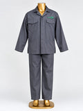 HomeLand Grey Conti Suit, 100% Cotton, in grey with a chest badge, front view