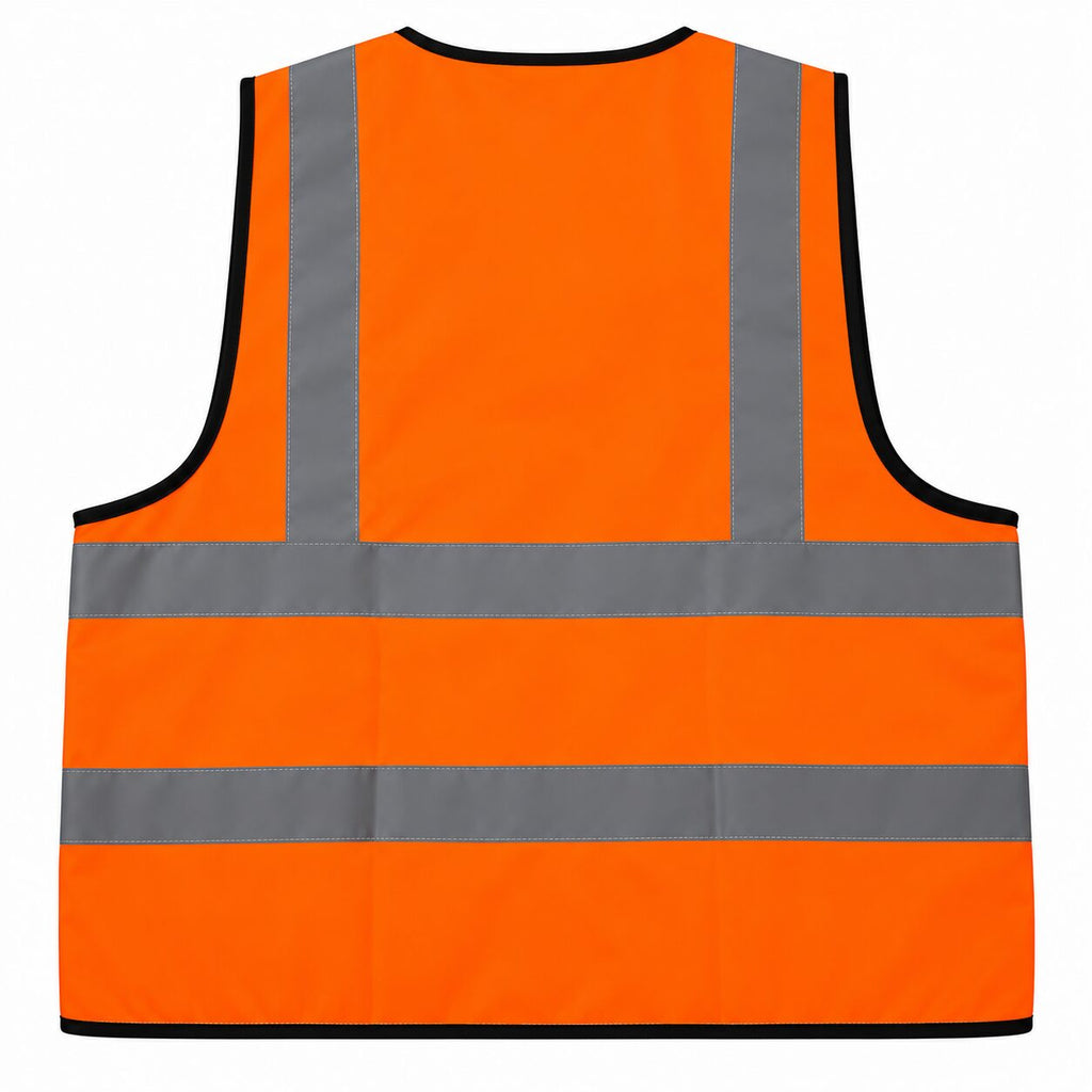 HomeLand Reflective Safety Vest in orange with reflective tape, back view