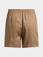 HomeLand School Short Pants in brown with elasticated waistband, back view