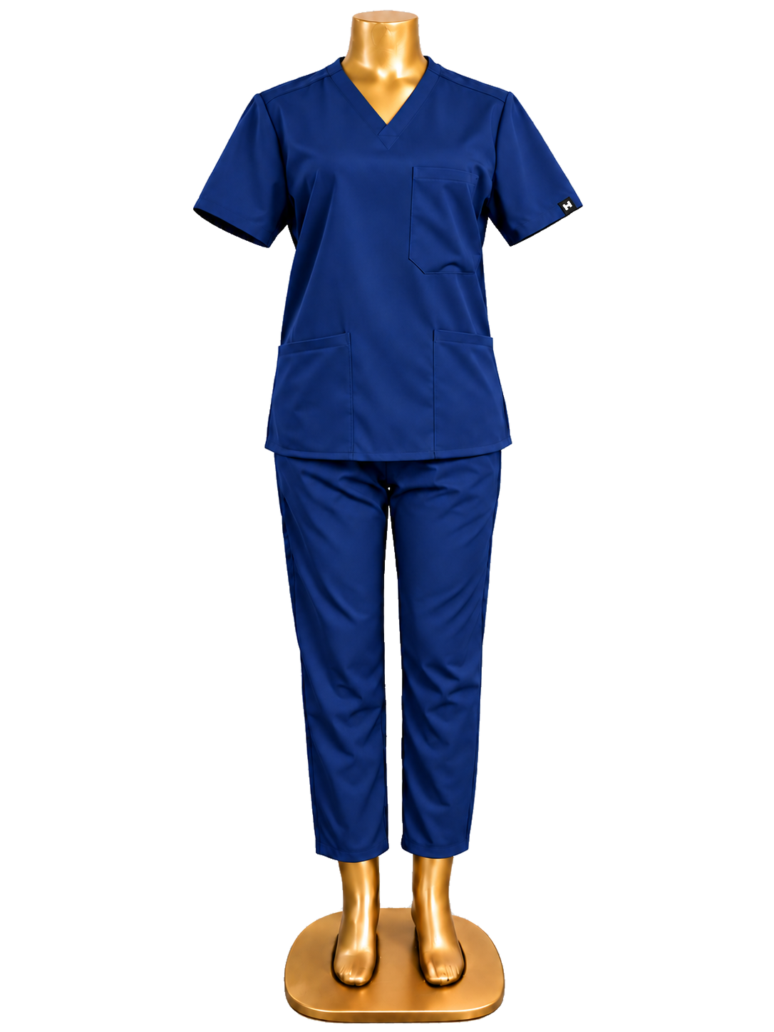 HomeLand 2-Piece Scrubs Set in navy blue, V-neck top and matching trousers